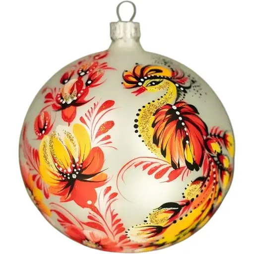 Ялинкова прикраса Різдвяні історії Петриківка яскрава пташка куля скло (4820001165579)