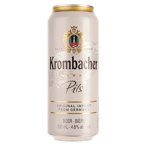 Уценка. Пиво Krombacher Pils, светлое, фильтрованное, ж/б, 4,8%, 0,5 л - фото 1