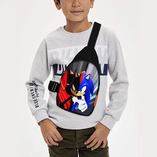 Сумка через плече дитяча Супер Сонік 29х17 см сумка слінг для хлопчика (02196)
