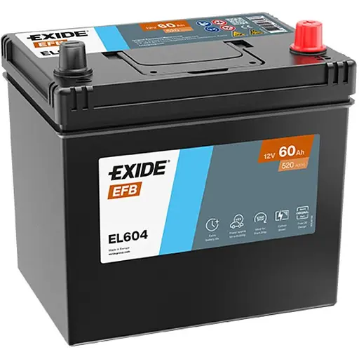 Автомобильный аккумулятор Exide Start-Stop EFB EL604 (-/+) 6СТ-60Ah Asia 520A (EN)