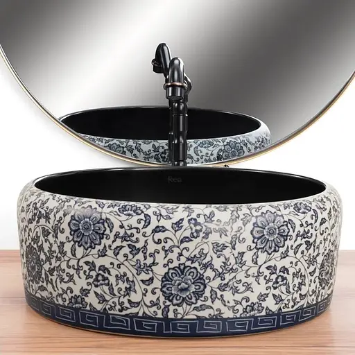 Умивальник Rea Florisa black matt накладний REA-U3307, Цветной - фото 4