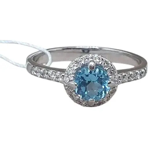 Золотое кольцо Гаразд с бриллиантами и топазом. 3023351Б 16,5