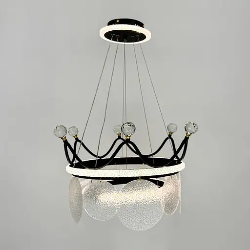 Підвісна чорна люстра у вигляді корони Ø 48 см | Арт. NO2-480 BK | Line F - фото 5