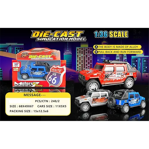 Игрушка DIY Toys Машинка внедорожник металлическая инерционная 1:36 в ассортименте (CJ-1479291) - фото 3