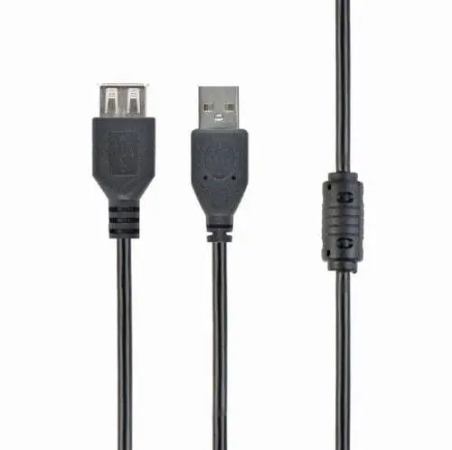 Кабель USB 2.0 AM - USB AF, 4.5 м, чорний, Cablexpert, феритовий фільтр (CCF-USB2-AMAF-15) - фото 1