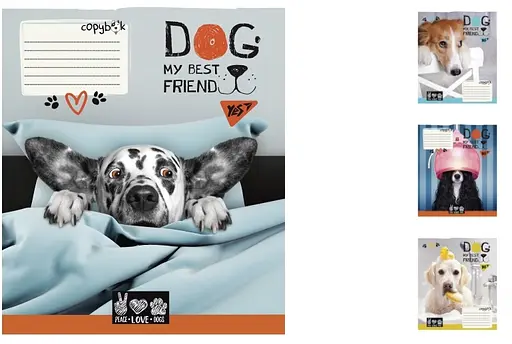 Зошити учнівські 24 аркуша клітинка. YES Dog my best friend, 20 шт. в упаковці