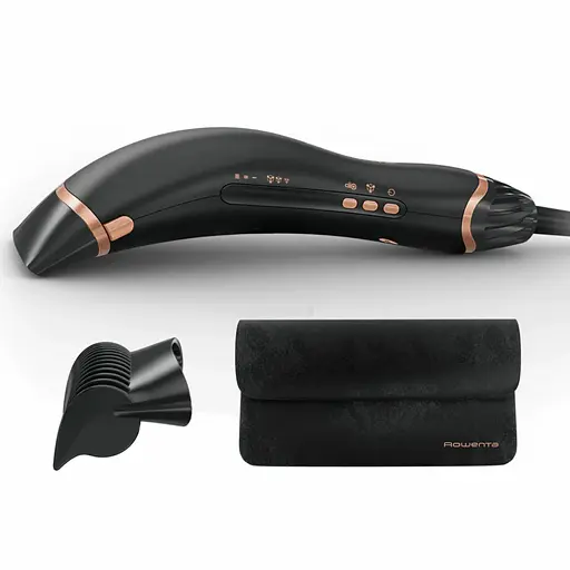 Фен Rowenta Ultimate Experience Air Motion, 1300Вт, 3 режима, насадка-расческа, кейс для хранения, ионизация, холодный обдув, черный