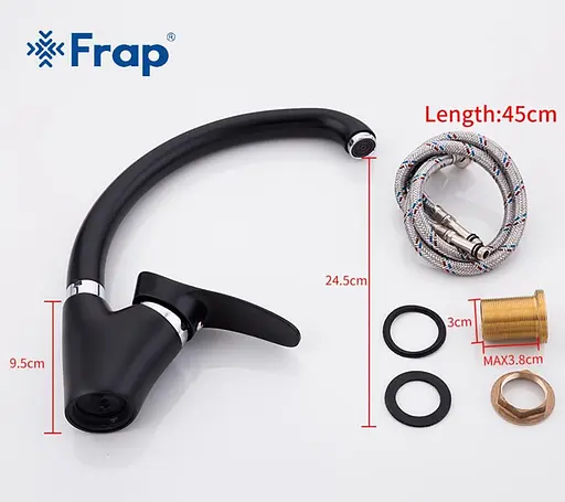 Смеситель для кухни U гайка Ø40 черный Frap 1/10 F4101-11 (F41) Черный матовый - фото 2