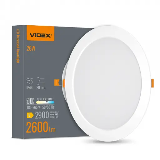 LED світильник Back вбудований круглий VIDEX 26W 5000K - фото 1