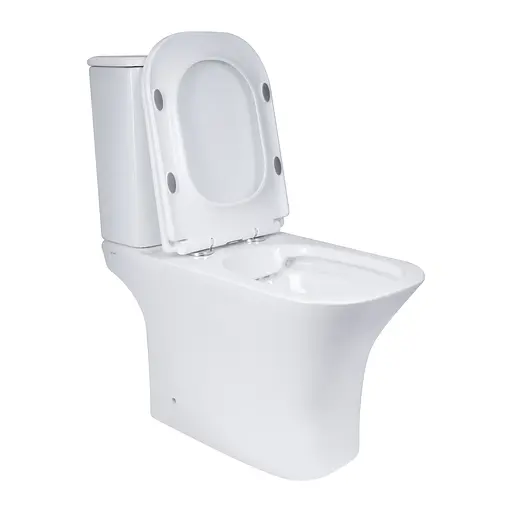 Унитаз-компакт Qtap Presto Quadro безободковый с сиденьем Soft-close QT24221215AW, Белый - фото 5