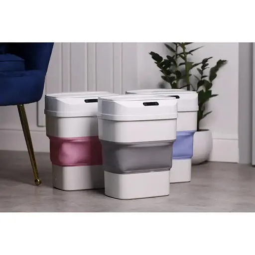 Сенсорне відро для сміття Houhai Industrial складне для дому та офісу 8-17.5 л сіре HPLN1 - фото 6