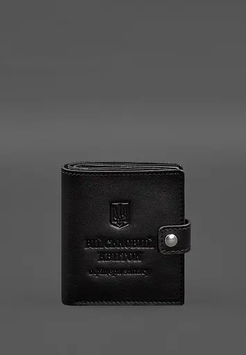 Кожаная обложка-портмоне для военного билета офицера запаса (широкий документ) Черная - фото 2