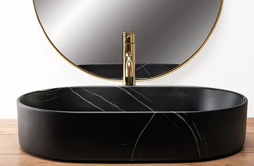 Умивальник Rea Nadia Stone Matt накладний REA-U8565, Чорний матовий - фото 3