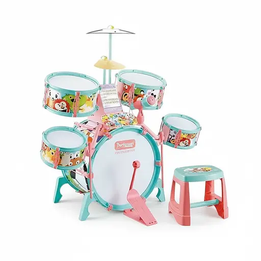 Дитяча музична барабанна установка Q 532 B  з мікрофоном та підсвіткою, караоке, фортепіано, підключення до телефону