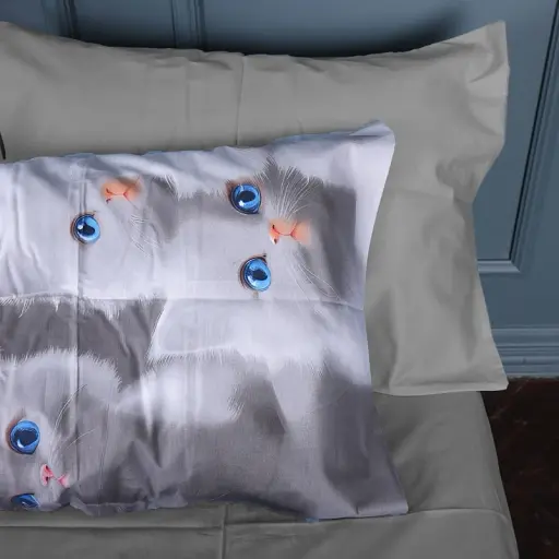 Простыня MirSon Сатин 22-1402 Silvery Cats 180x220 см (2200010567236) - фото 5