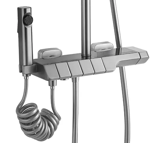 Душовя система Rea Rob з термостатом і виливом nikiel brushed REA-P6624, Нікель - фото 6