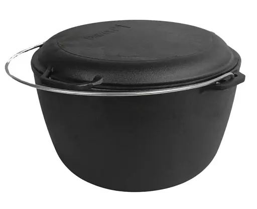 Чавунний казан глибокий Brizoll KT06-1CH з кришкою сковородою для багаття туристичний 6 л - фото 4