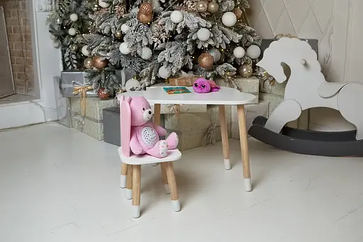 Дитячий стіл Хмарка і стільчик Зайчик (Білий з рожевим) - фото 7