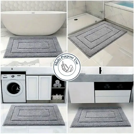 Килимок для ванної кімнати - екстра м’який, абсорбуючий, міцний, прорезинений - 40 x 60 см Сірий - фото 2