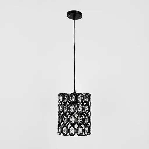 Черный подвесной светильник с прозрачными камнями Ø 21х25 см | Ст. 11873/1 | Line F - фото 6