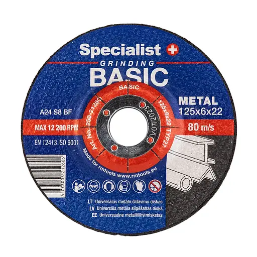 Диск шліфувальний для металу Specialist+ Basic 125 x 6.4 x 22 (250-21260)