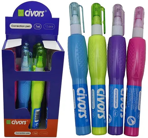Набір коректорів, СIVORS, CV-8621, з металевим наконечником, 12 шт. по 7 мл