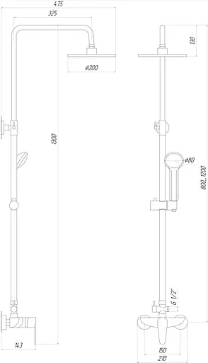 Душова система Domino Torino DS-TO-004, Хром - фото 5