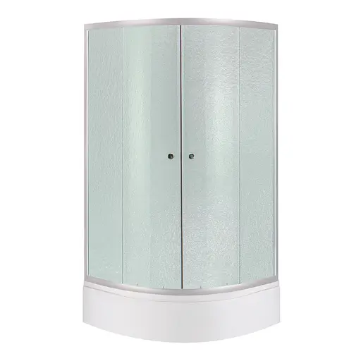 Душевая кабина Latwa SC90x90. SAT.MID.FR полукруглая, стекло Frost 4 мм + душевой поддон KAPIELKA ST90x90x26, с панелью Lidz, универсальная, хром матовый, глубина более 20 см - фото 1