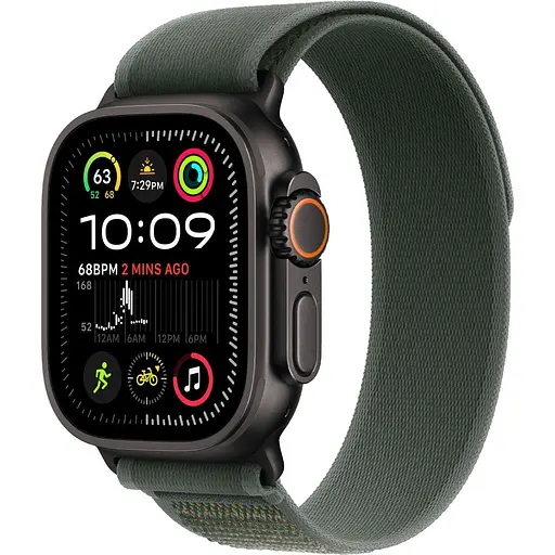 Смарт-часы Apple Watch Ultra 2 49 mm Black Titanium Case with Green Trail Loop M/L (MYTJ3+MYQ43) (114889)