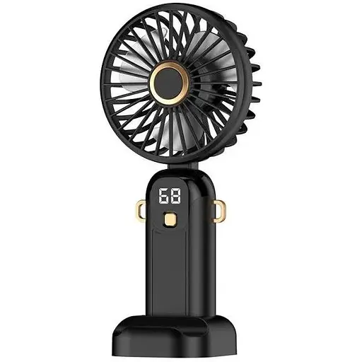 Портативный ручной вентилятор JX-995 на аккумуляторе 500mAh с ручкой мини ветродуйка 2Вт 70мм Черный - фото 1