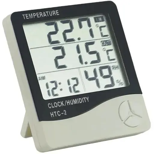Термометр гигрометр Ketotek НТС-2 электронный цифровой с выносным датчиком и часами  - фото 2