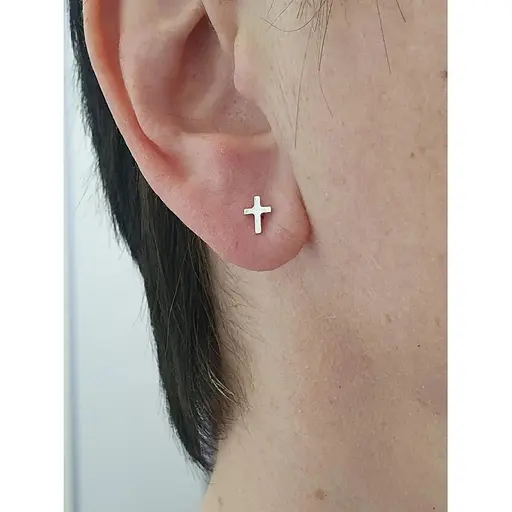 Срібна моносережка-пуссета Астор Хрестики. 9132575/1Р - фото 2