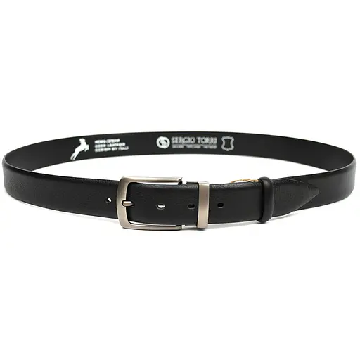 Ремінь Sergio Torri зі шкіри оленя чорний класична пряжка 125х3.5 см acs0032068 - фото 2