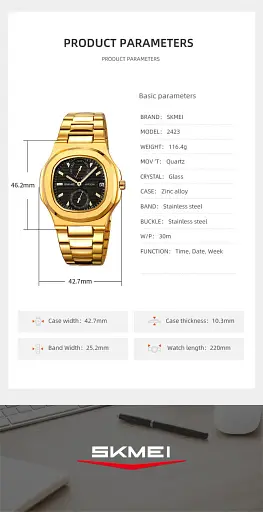 Наручний годинник чоловічий Skmei 2423 Silver Black, 2423SIBK (18372) - фото 6