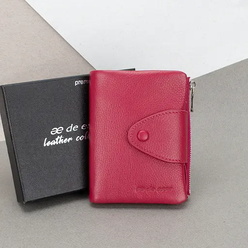 Гаманець жіночий шкіряний De Esse 14057-GD147 маленький малиновий - фото 1