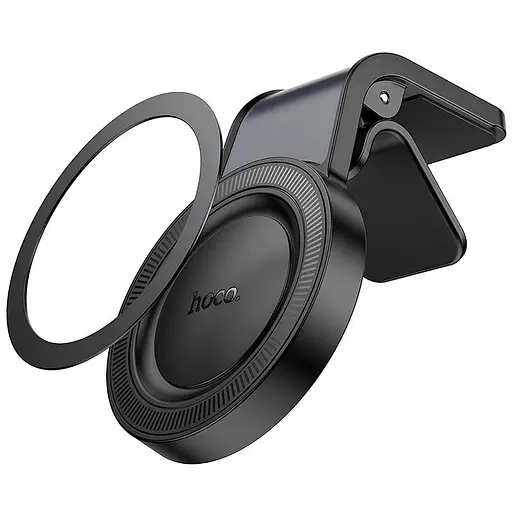 Автотримач Hoco H59 Show ring magnetic (L air outlet) Black / Metal gray - фото 4