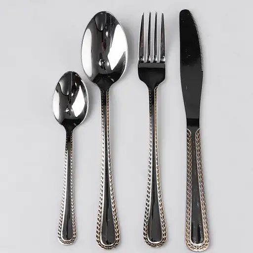 Набор столовых приборов Yiwu из нержавеющей стали на 6 персон 24 предмета серебристый столовая ложка вилка нож в подарочной упаковке HP-16978-23 - фото 1