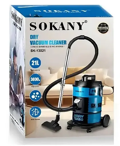 Циклонний професійний потужний вакуумний пилосос Sokany SK-13021, мішок 21л 3800Вт сухе прибирання Синій - фото 5