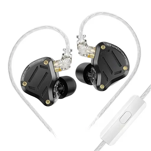 Гібридні навушники KZ ZS10 Pro 2 з мікрофоном (Чорний)
