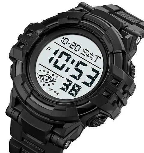 Чоловічий спортивний годинник Skmei 2003 (Чорний з білим) - фото 4