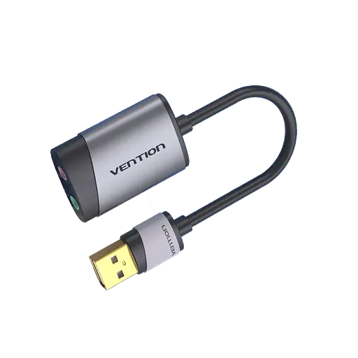 Адаптер Vention USB External Sound Card 0.15M Gray Metal Type (CDKHB) - фото 2