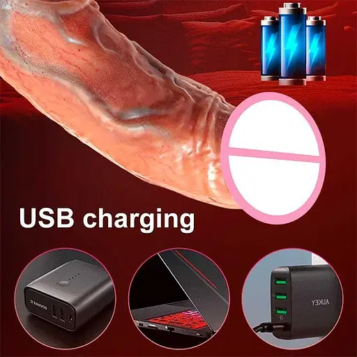 Реалистичный вибратор с подогревом для женщин 7 скоростей 19,5 см USB бежевый - фото 3