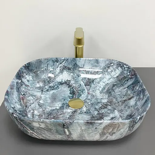 Умивальник VBI Bergamo blue tourmaline glossy накладний VBI-012504, Синій - фото 2