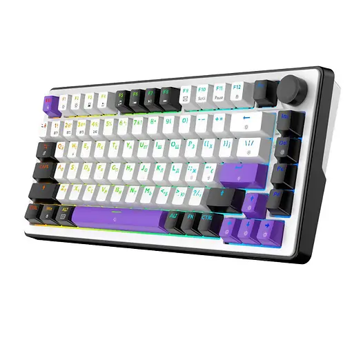 Клавіатура ігрова механічна HATOR HK-75-WV Wireless Hellyberry Switch USB, 2,4 ГГц, Bluetooth 5.3 White-Violet - фото 3