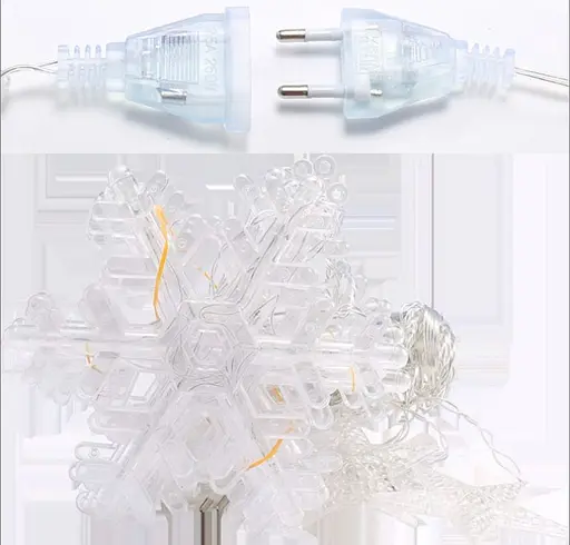 Світлодіодна новорічна гірлянда штора Сніжинка 3х 0.6 м Гірлянда від мережі 220В Тепло білий - фото 3