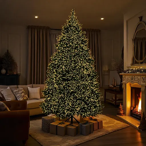 Новорічна гірлянда кімнатна роса 100 м 3000 LED Хвойна лапа зелений провід Жовтий Garlando D3000L100MGY - фото 5