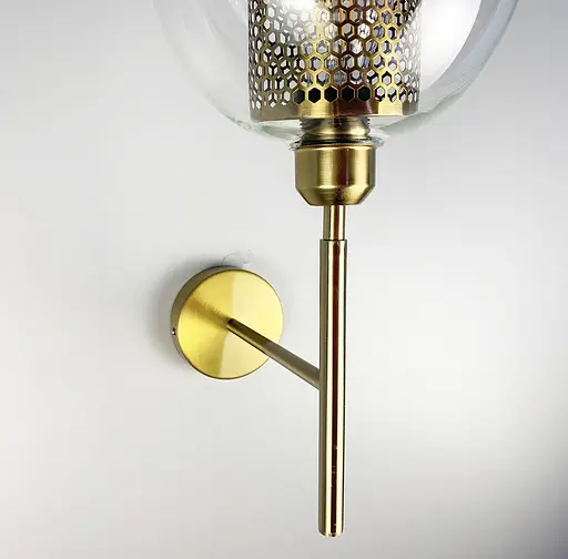 Дизайнерський настінний світильник у латунному каркасі Line F довжина 40 см Арт. W313 - фото 11