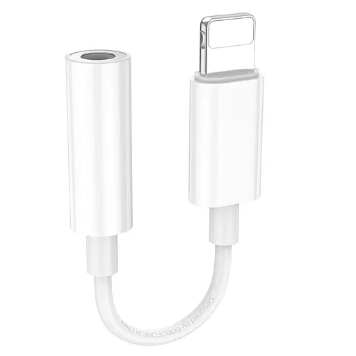 Кабель-перехiдник BOROFONE BV21 Genuine iP to 3.5 digital audio converter White - фото 1