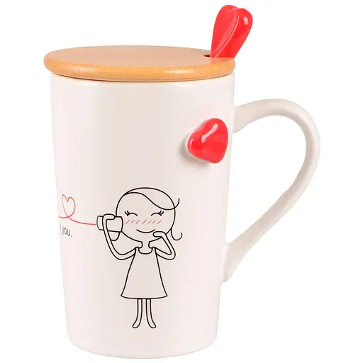 Чашка Led Love is B с бамбуковой крышкой и ложкой 360 мл (B060493)