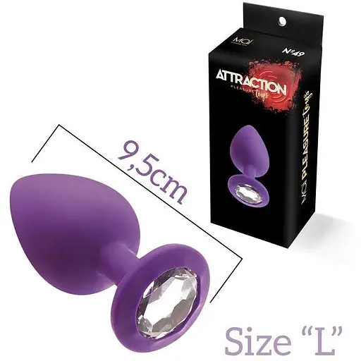 Анальна пробка з кристалом Mai Attraction Toys №49 Purple - фото 2